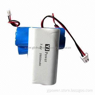 18650 Battery Pack with 2,600mAh, 7.4V, 18.4 x 36.5 x 65.5mm Size and 109g Weight